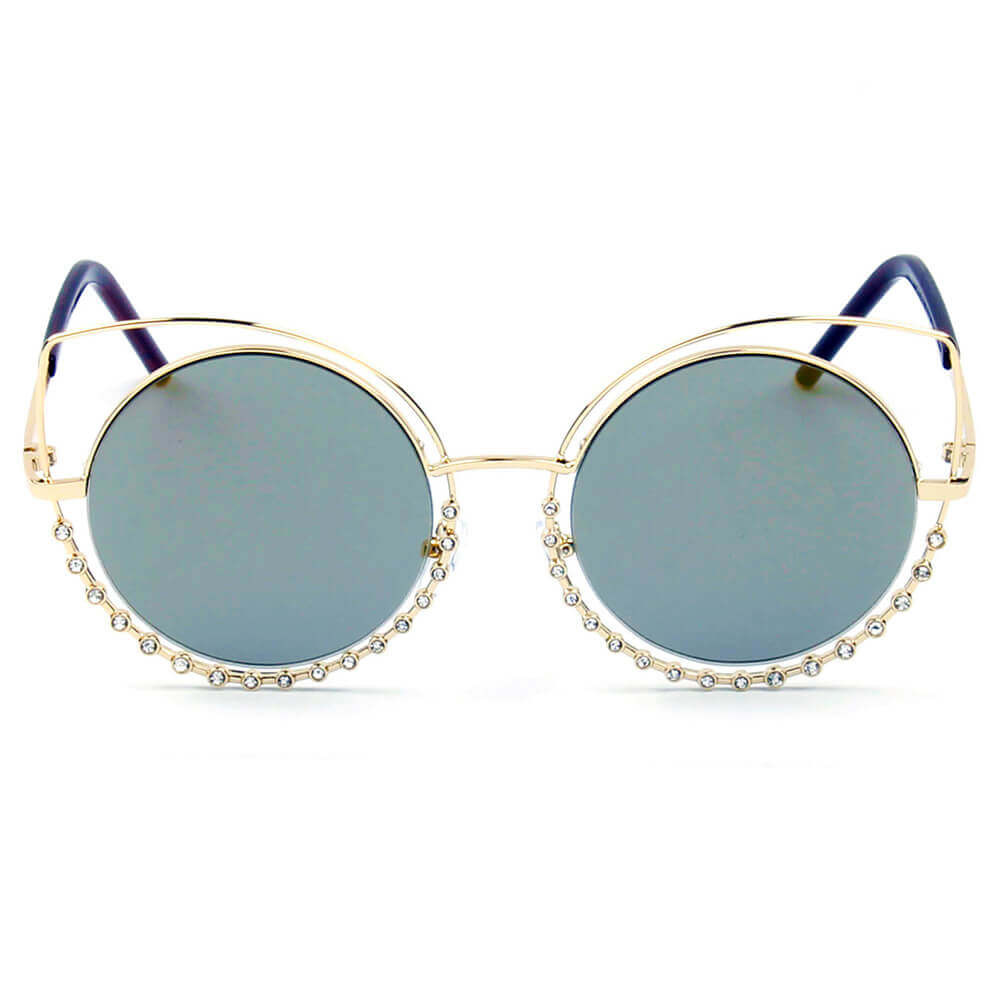 Cat Eye Cut out Pearl Studded Sunglasses